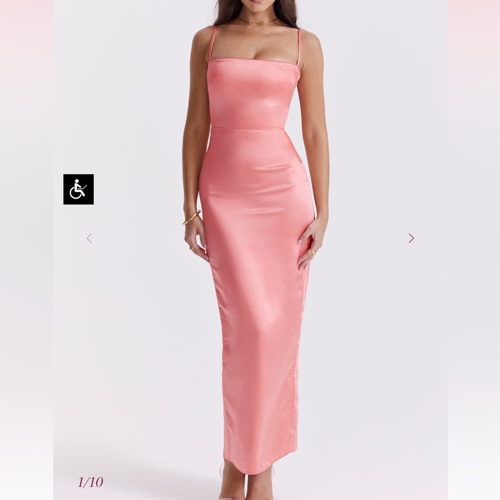 House of CB Pink Satin Maxi Dress